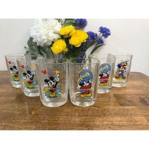 McDonalds 2000 Collectible Walt Disney World Glass Mugs 6 Featuring Mickey‎